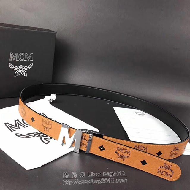MCM皮帶 專櫃同步 原單 韓國雙面進口頭層皮 mcm腰帶  mdmc1357